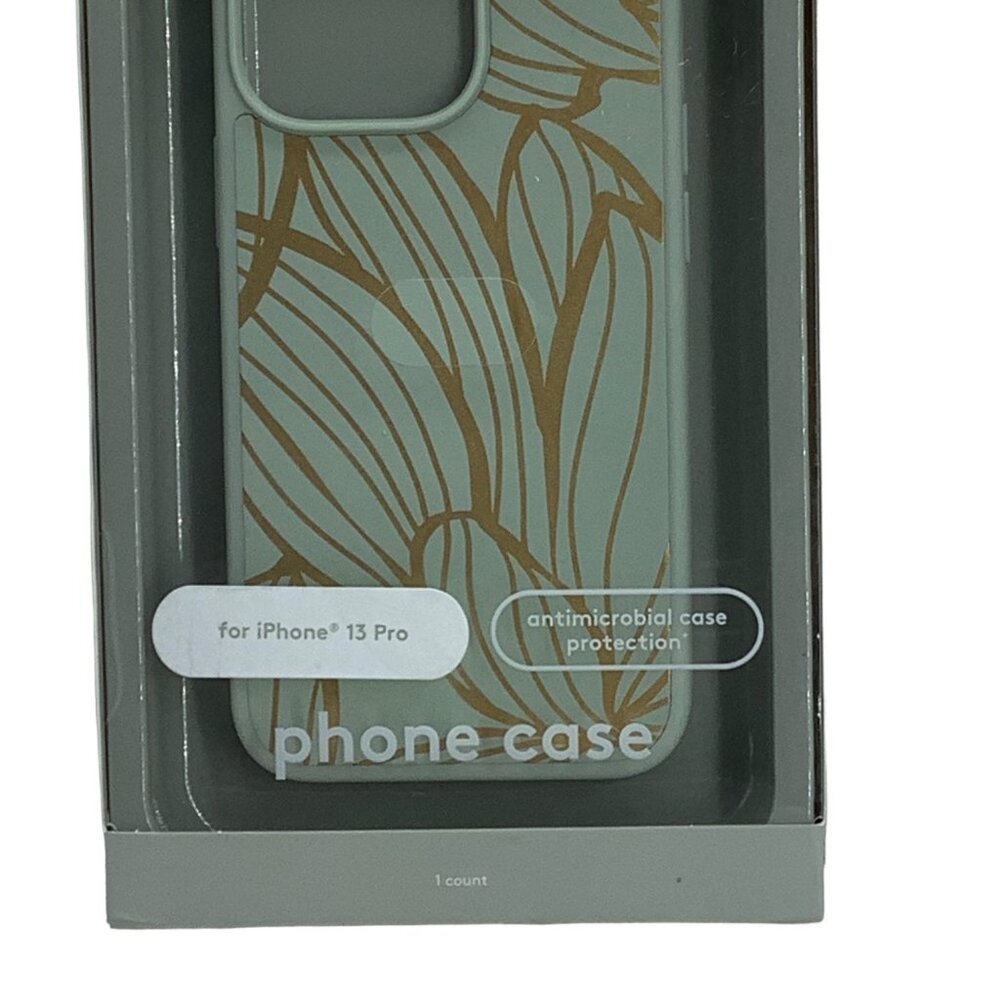 HeyDay Abstract Botanical iPhone‎ 13 Pro Phone Case Floral Teal Gold NWT NEW - Picture 3 of 6